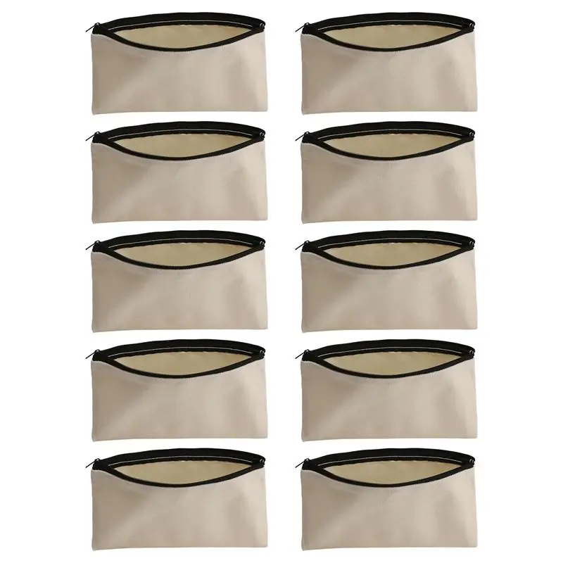 ABRT-10Pcs Canvas Makeup Bags Canvas Zipper Pouch Bags Pencil Case Blank DIY Craft Bags Cosmetic Pouch For Travel DIY Craft Scho