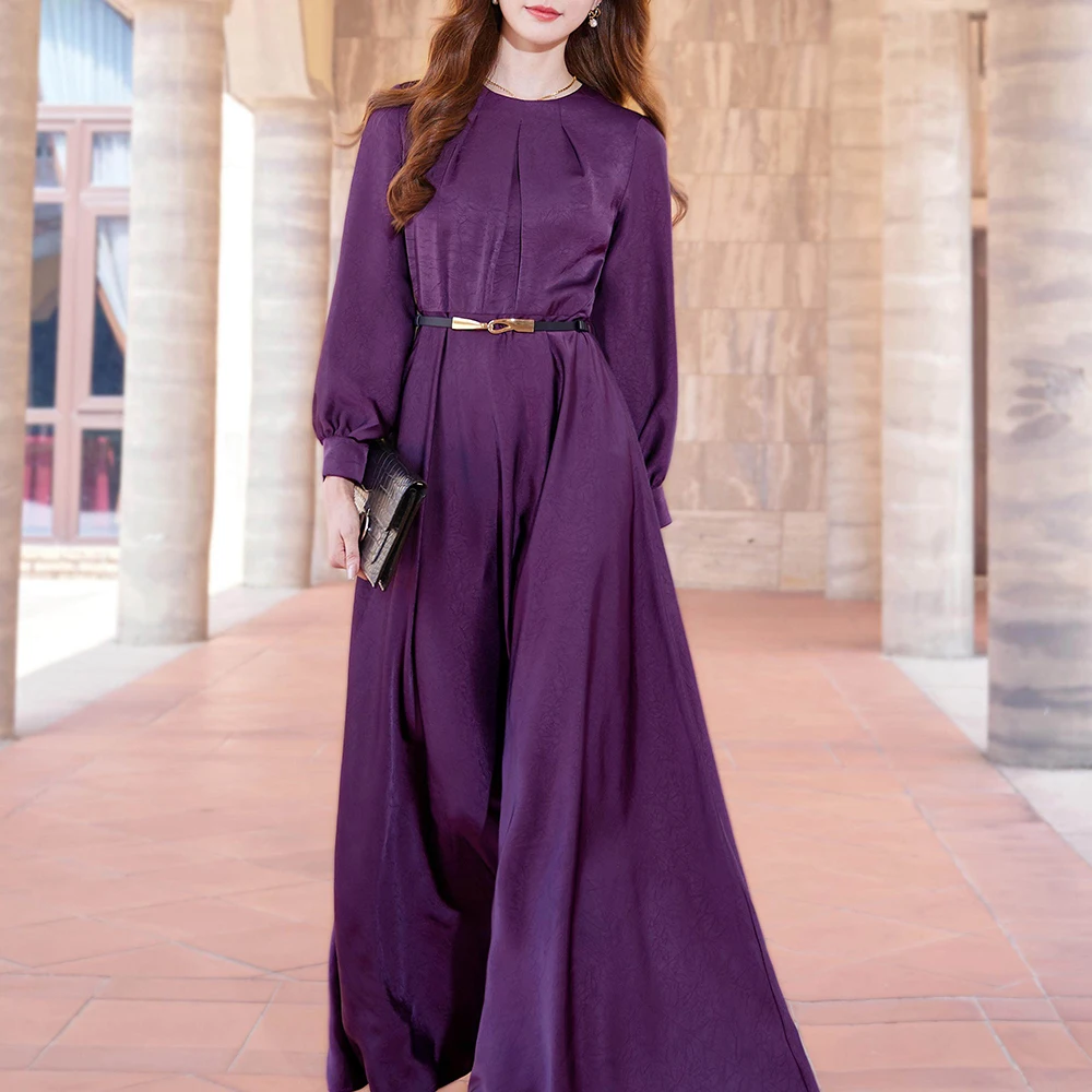 Damen Ultra-Langes Kleid Luxuriöse Abendkleider Modische High-End Amerikanische Mode Elegantes Lila Langes Rockkleid