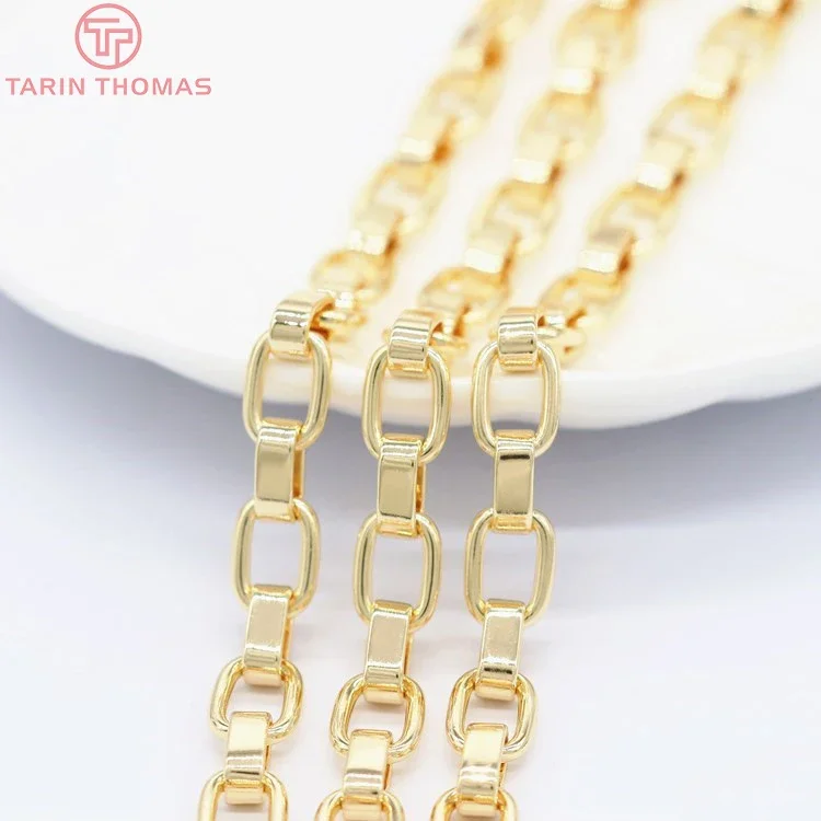 

(4164) 50 см 9x13 мм 24-каратного золота, латунь, О-образная цепочка для сумки, цепочка для ожерелья, браслеты, цепочки, ювелирные изделия своими руками, аксессуары