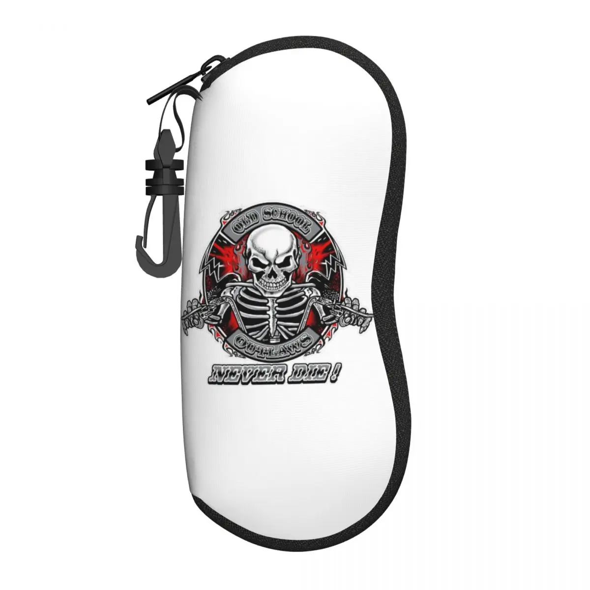 Rockabilly Rock Biker Motorcycle Skull Sunglasses Soft Case Neoprene Zipper Shell Eyeglass Case Protective Box For Glasses