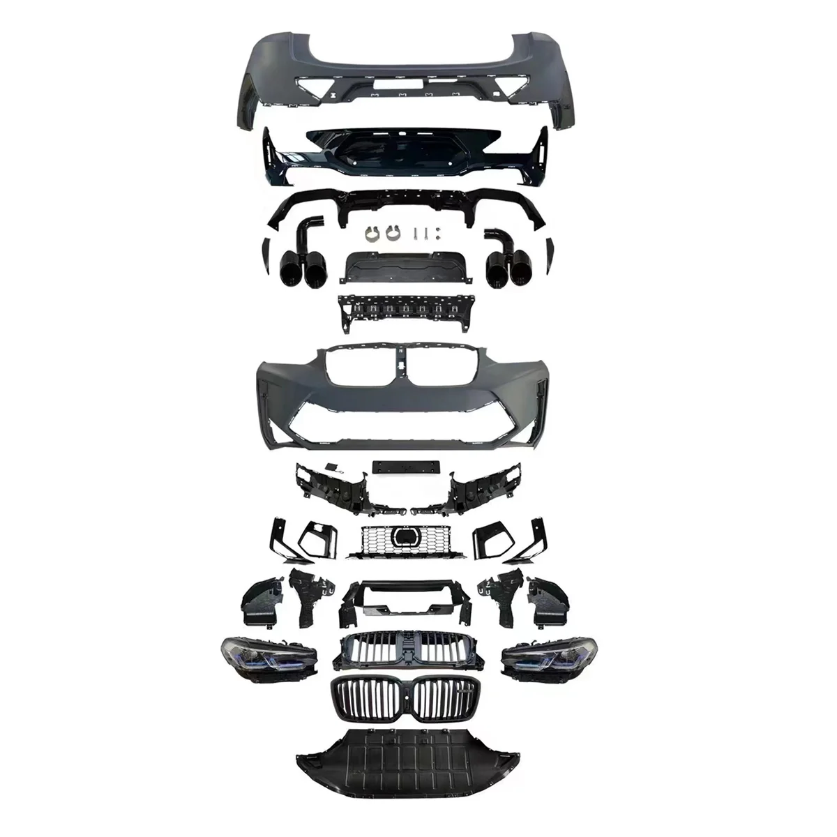 For G02 X4 2018-2021 Sport Upgraded F98 LCI X4M Bodykit Front Bumper Exhaust Pipes STLF Hot Selling Body Kit