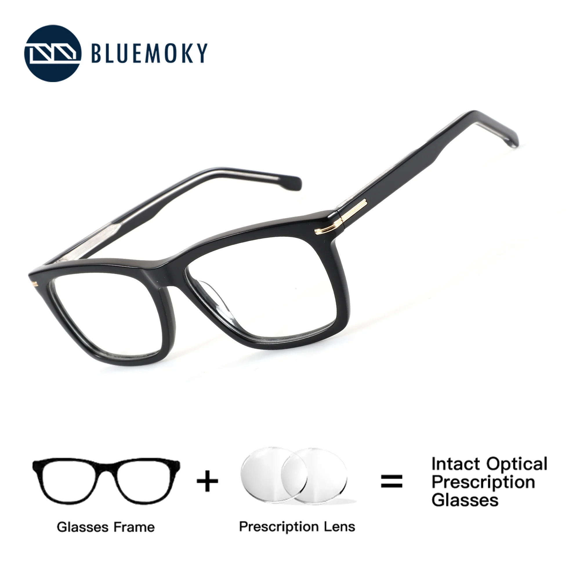 

BLUEMOKY Acetate Square Prescription Glasses Men Optical Lens With Recipe Photochromic Anti Blue Light Vision Correction Myopia