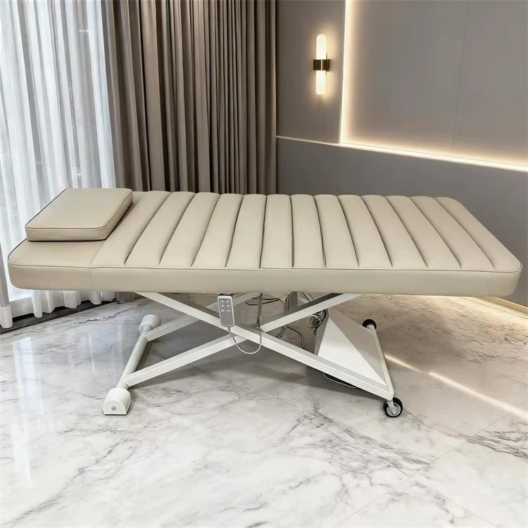#￥forYicheng Beauty Wholesale Custom Luxury White Curved Velvet Facial Bed Spa Massage Lash Bed for Beauty Salon