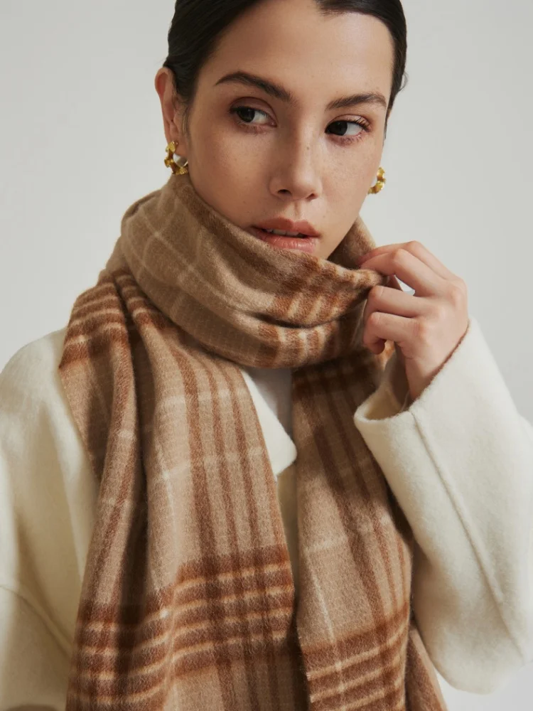 

100% шерстяной британский клетчатый шарф, зимняя теплая мягкая шаль с бахромой, унисекс, элегантный повседневный стиль