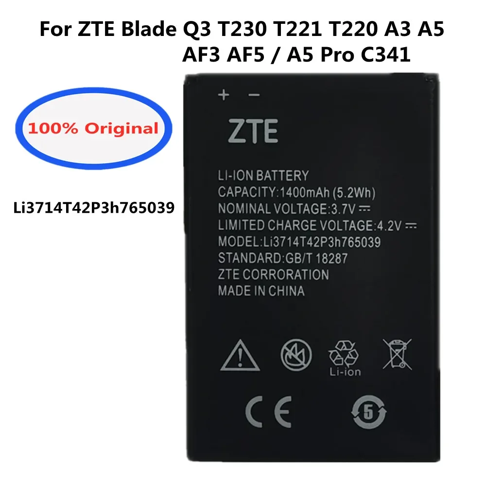 Original New Li3714T42P3h765039 Battery For ZTE Blade Q3 T230 AF3 T220 A3 T221 A5 AF5 A5 Pro High Quality Replacement Batteria