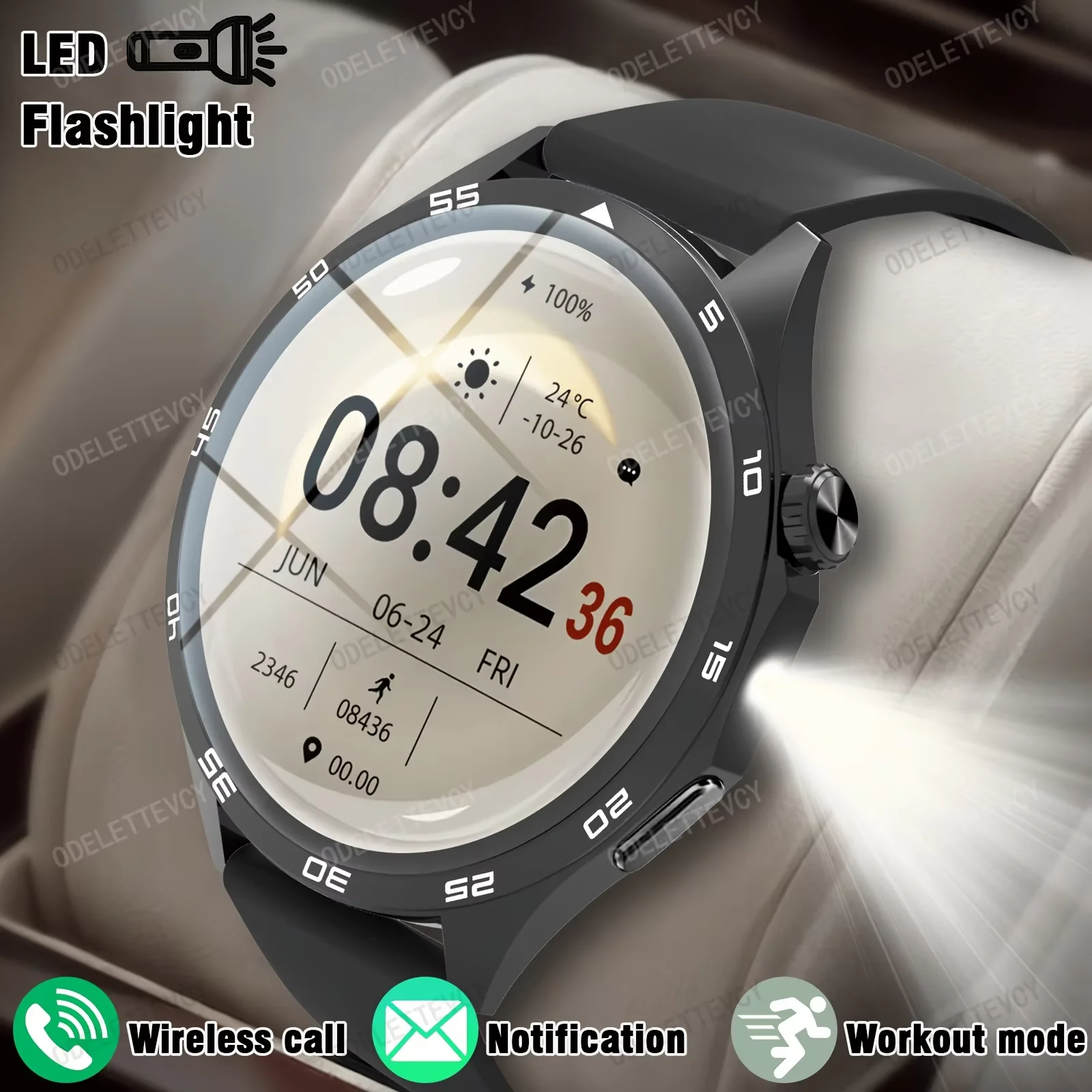 Smart Watch, Wtth LED Lighting, Wireless Calls, Music Playback, Multi-Sport Mode, Suitable for Outdoor Activities