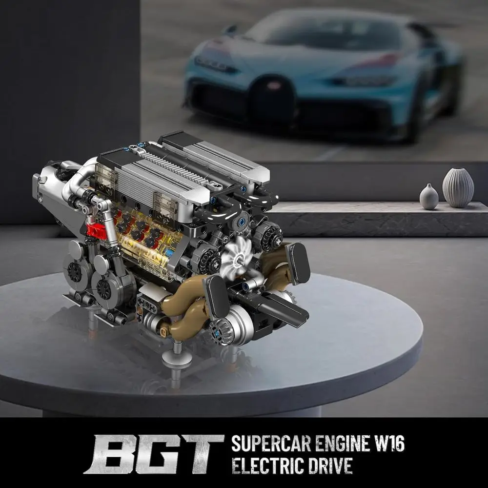 16-Cylinder V8 Engine STEM Building Set, 952+ Pieces, Construct Your Own Running Car Engine Model Toy