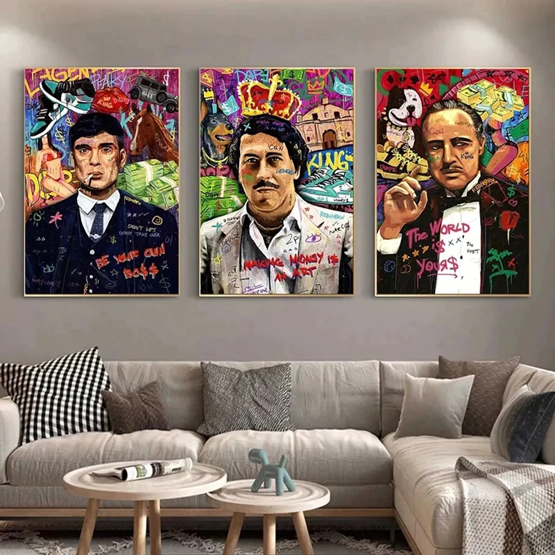 

Godfather Character Portrait Graffiti Canvas Painting Wall Art Pictures Abstract Posters and Prints for Living Room Home Decor