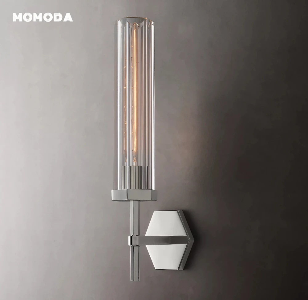 Lambeth Hexagonal Sconce Modern LED Clear Glass Wall Lamps Lustre Bedroom Living Room Bathroom Farmhouse Indoor Lighting Fixture