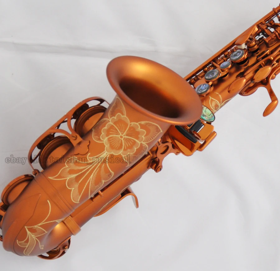 High quality Top Matt Coffee Curved Soprano Saxophone sax High F# Abalone Shell Key New Case