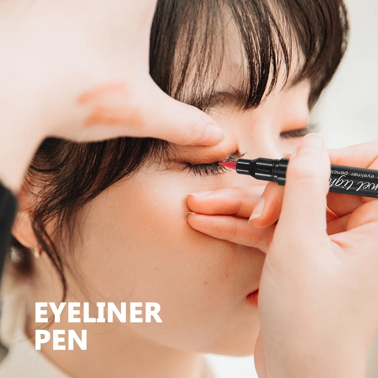 Doppelseitiger Roter Flüssig-Eyeliner-Stift Wasserfest Verschmierfrei Langanhaltender Augenkonturenstift mit Herzstempel zur Augendekoration