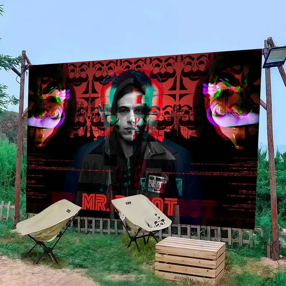 

Hot TV Show Mr R-Robot Flag Decoration Outdoor Picnic Party Home Camping Party Art Hanging Banner