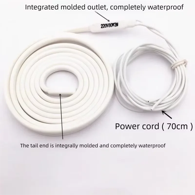 220V 1 2 3 4 5 15 Meters White Waterproof Silicone Rubber Insulated Heater Wire For Drain-pipe