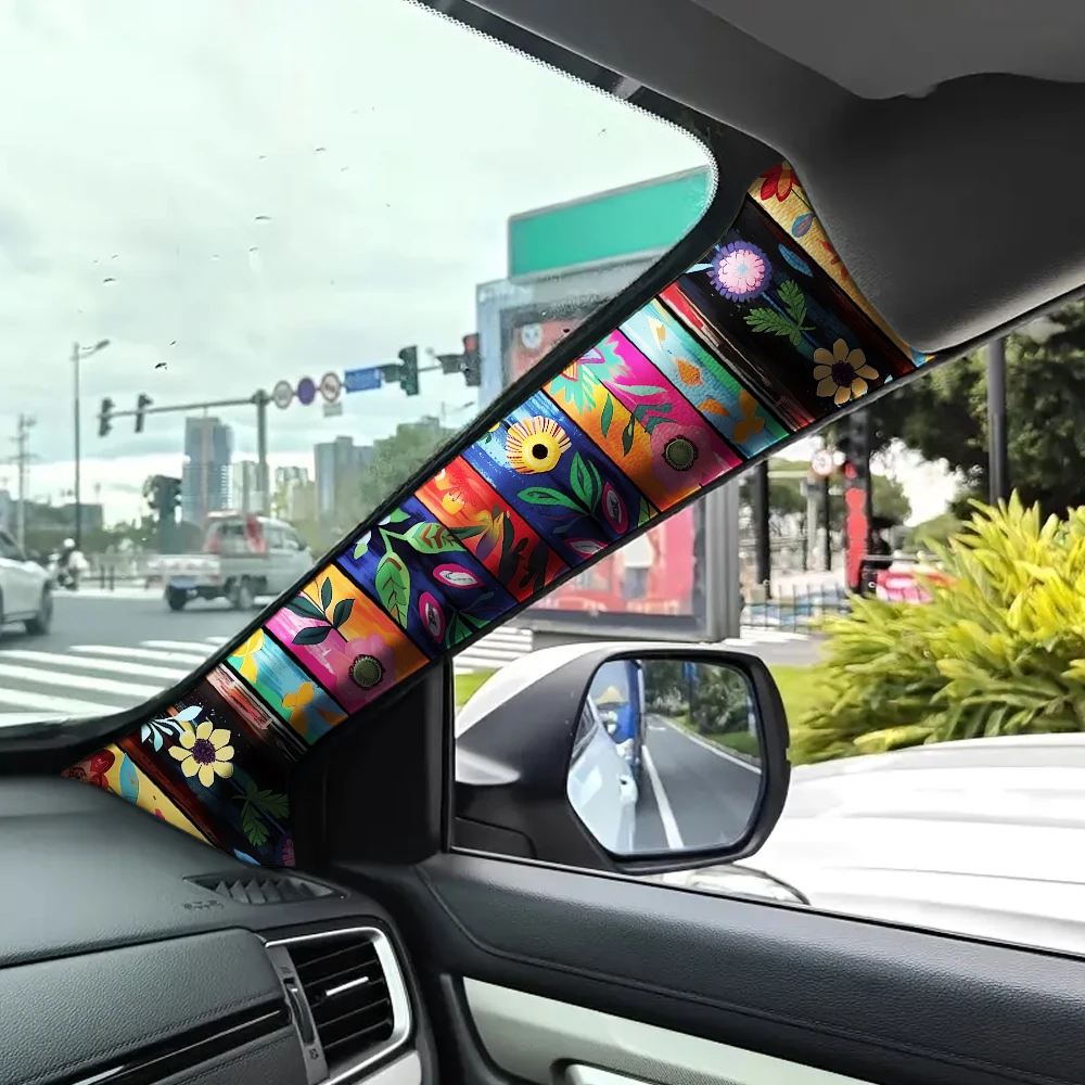 

2-х предметные наклейки для салона автомобиля — ретро-узоры, самоклеящаяся эластичная ткань, украшение для ремонта стойки автомобиля