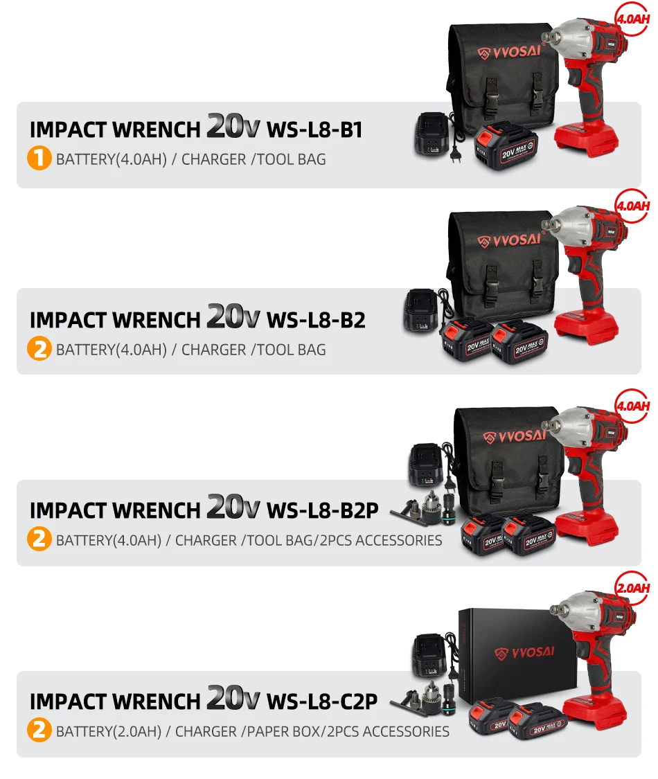 VVOSAI-llave de impacto eléctrica sin escobillas, taladro de mano con batería de iones de litio de 320N.m, 20V - details 6