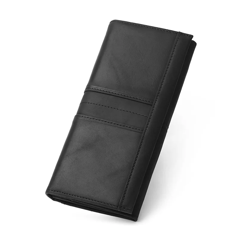 Кожаная RFID-щетка для защиты от кражи, длинный кошелек, кожаный ретро-женский и мужской мобильный телефон для хранения, большая емкость, вертикальный зажим для денег
