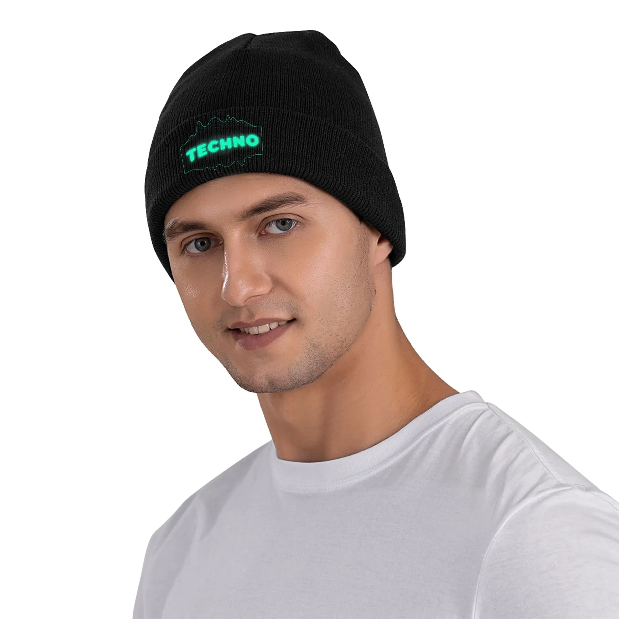 Techno Detroit Electronic Dance Music Knitted Hat Autumn Winter Skullies Beanies Ski EDM 303 Caps Unisex Acrylic Fashion Bonnet
