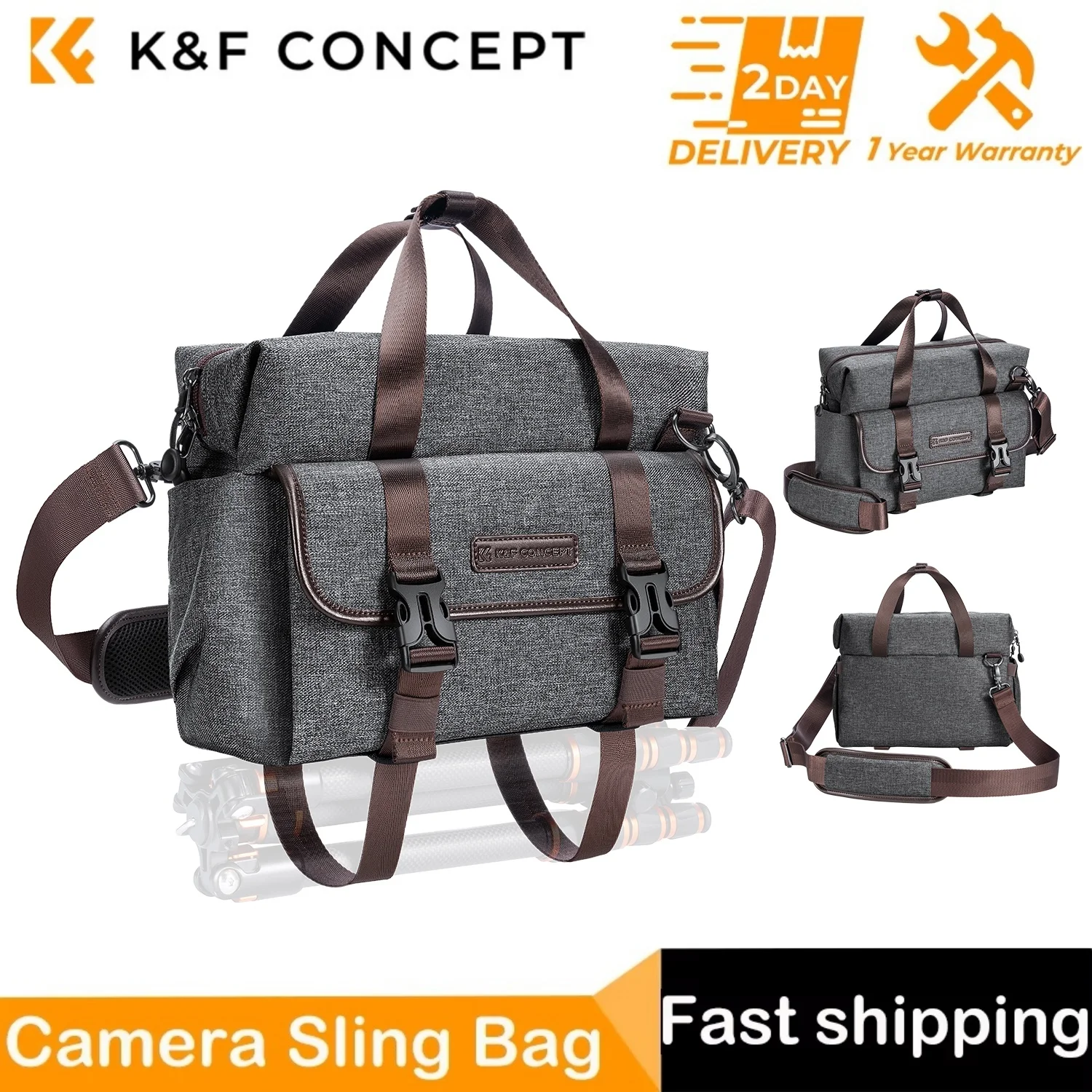 

K&F Concept Photography Camera Sling Bag Hand Carrying Crossbody Shoulder Bag for Sony Nikon Canon DSLR/SLR Camera Tripod Strip