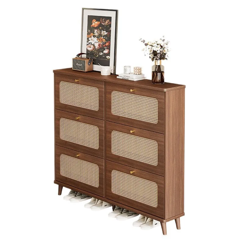 

rattan, solid wood, shoe cabinet, household, door 2025 new model, medieval style