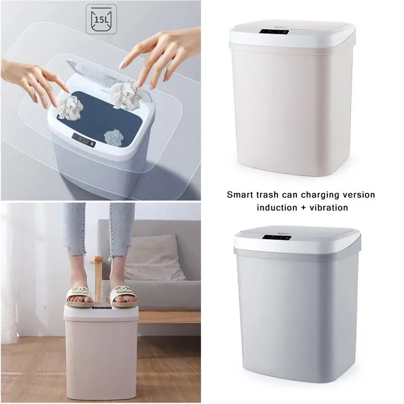 

Smart Trash Can Touch Sensor Automatic Touchless Trash Bin Dustbin Sensor Electric Waste Bin Home Rubbish Can Kitchen Accessory