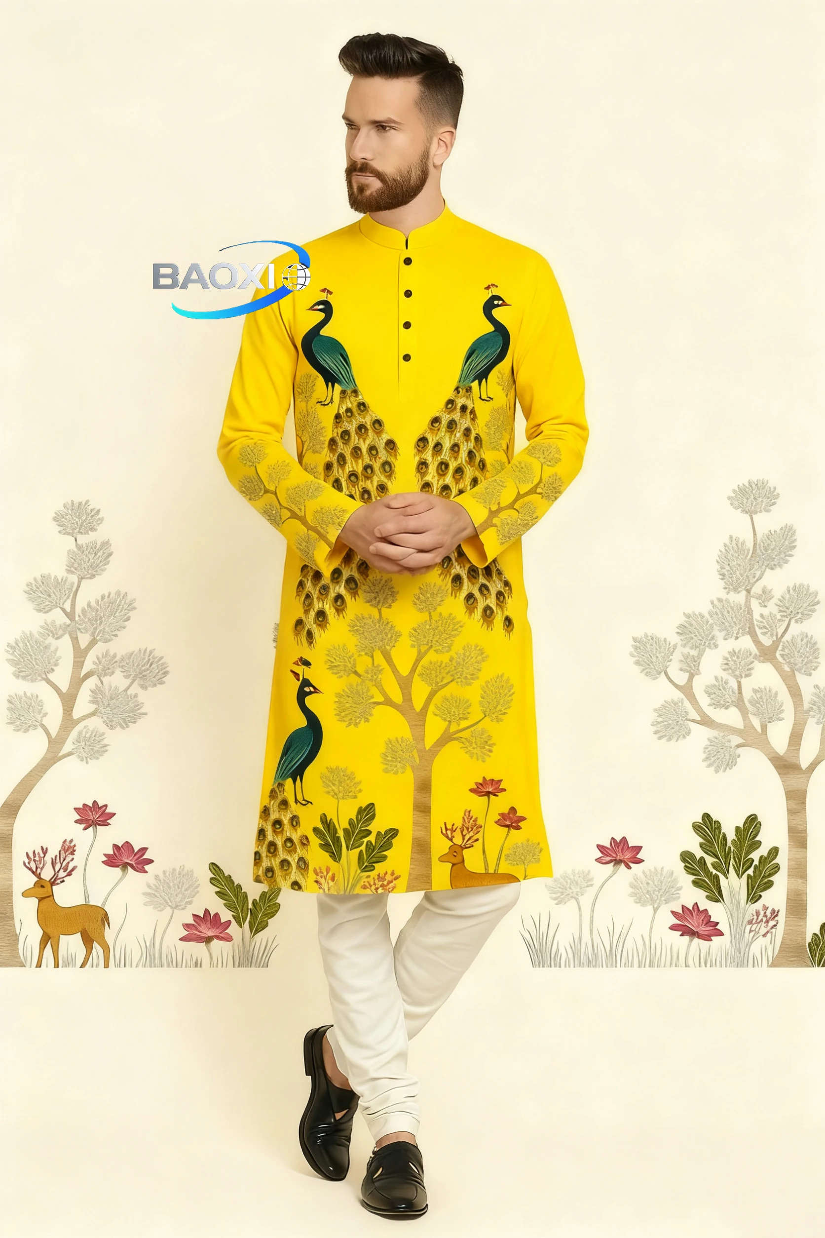 2026 Men's printed pattern kurta vardha fashionable and comfortable fit regular robe suitable for all occasions ethnic clothing