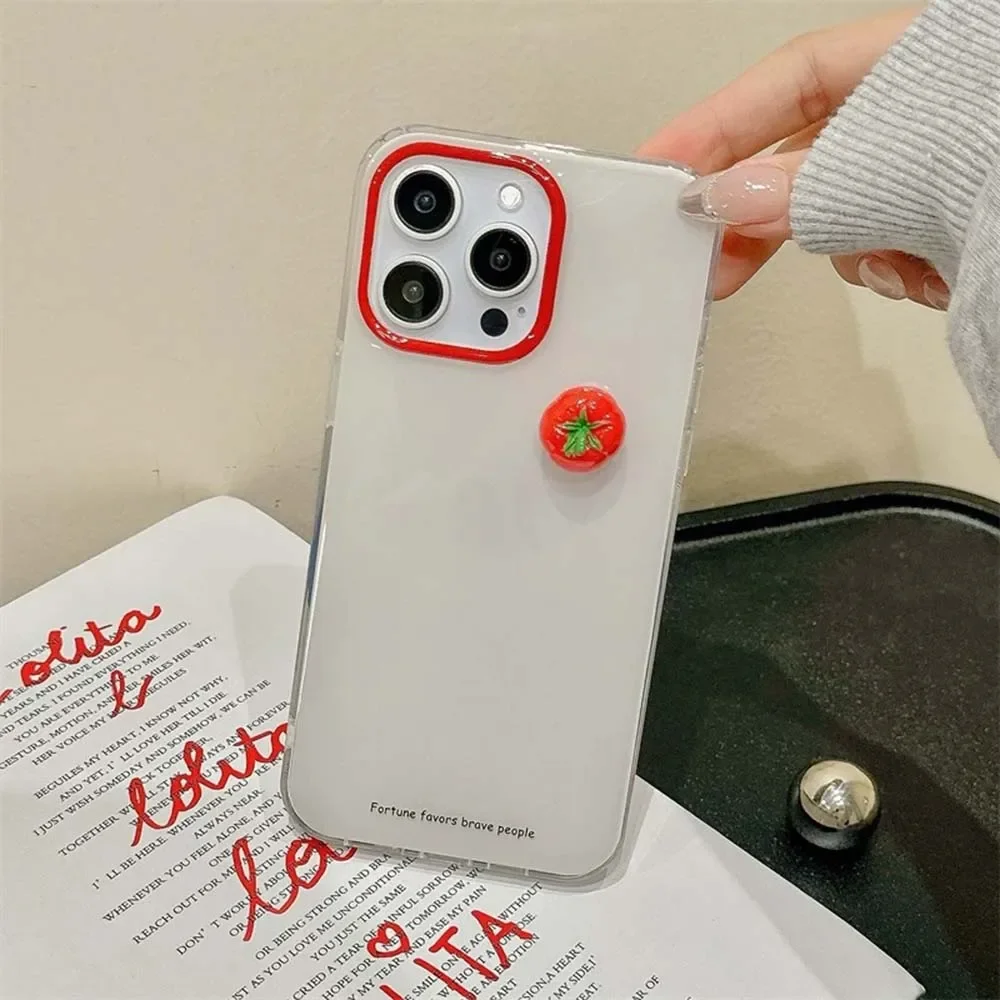 Funda de Teléfono Coreana Blanca con Letras Inglesas Simples en 3D, Estilo Tomat, para iPhone 17 AIR 16 15 14 13 12 11 Pro MAX Plus Y2K