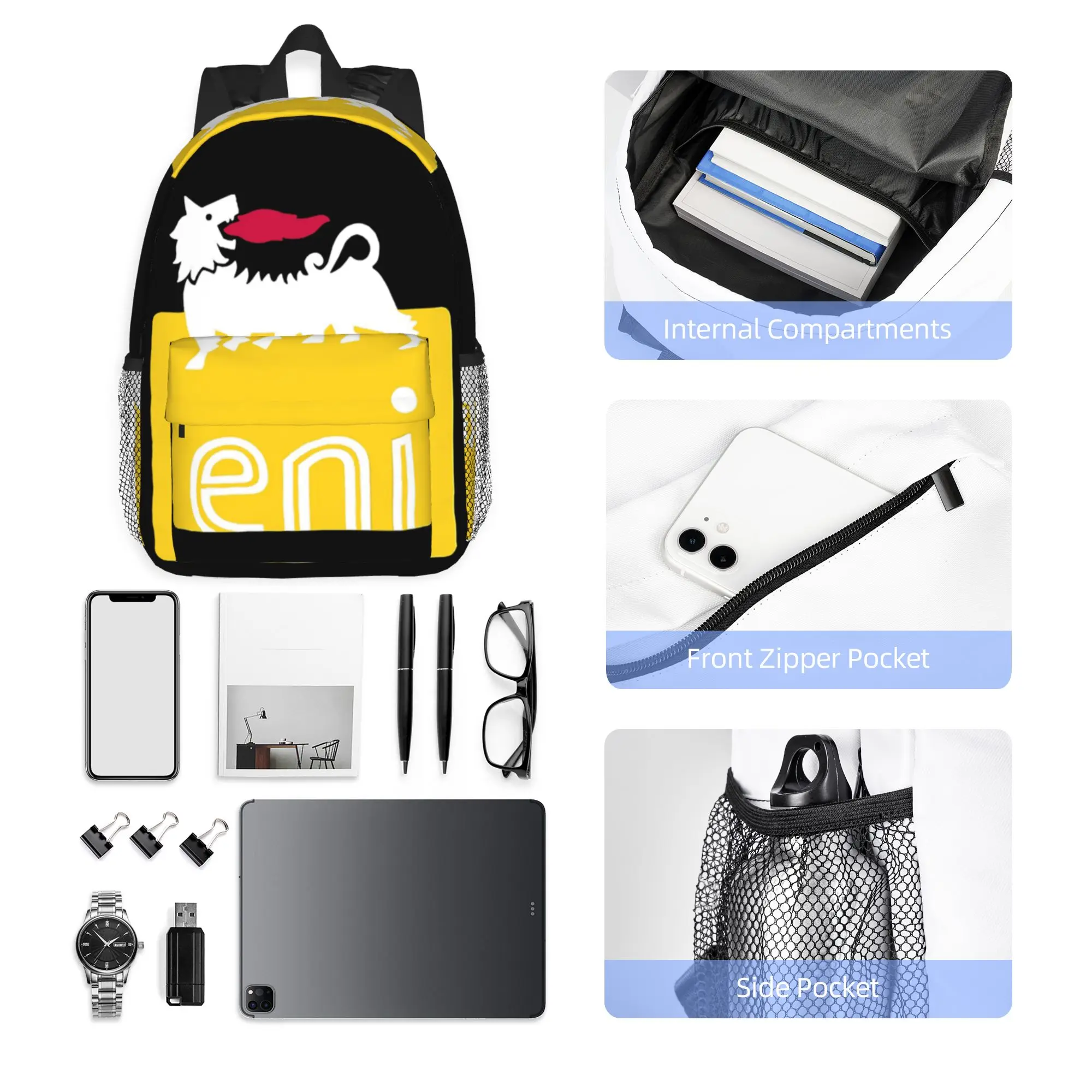 Agips Eni Racing Car Oil Backpack Hot Sale Daypack Large Capacity Boys Girls BookBag Shoulder Bags for Men Women School Bag