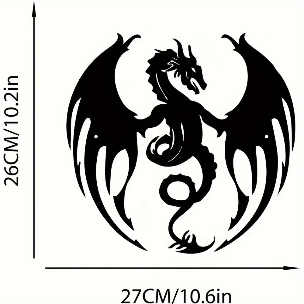 1 piece Black Metal Dragon Silhouette Wall Art, Modern Interior Decor, Home Decor, Fantasy Themed Wall Hanging