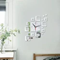 Acrylic Creative Hollow Square Mirror Wall Clock Diy Stickers Personality Mute Modern Design Home Decoration Watch