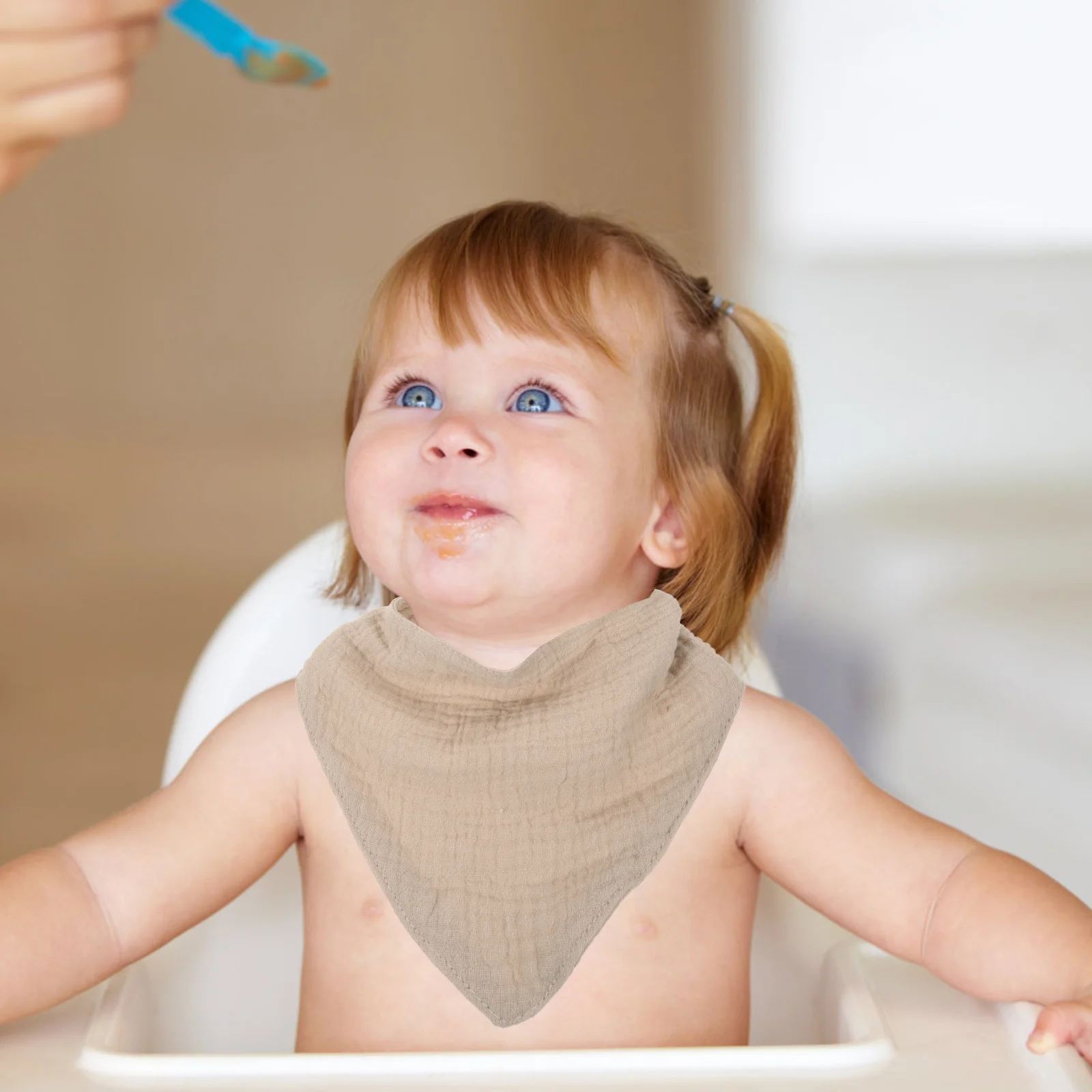 7개 세트 컬러풀한 작은 턱받이 부드러운 면 유니섹스 턱받이 재사용 가능한 스냅 스트랩 조절 가능한 목 턱받이 식사 일상용