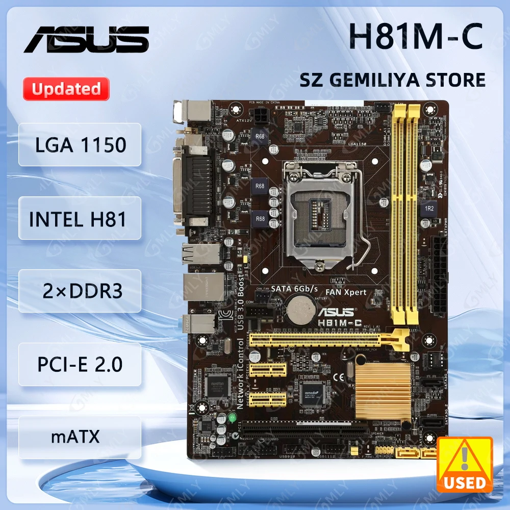 

Материнская плата ASUS H81M-C LGA 1155 Intel H81 DDR3 16 ГБ с поддержкой Core i3-4170 4430 4370 4690 4570 4770 4790 Процессор Micro ATX Б/У