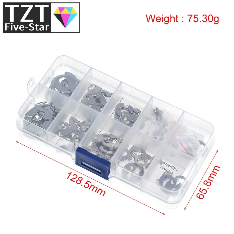 120PCS 304 Stainless Steel Stainless Steel E Clip washer Assortment Kit Circlip retaining ring for shaft fastener M1.5~M1