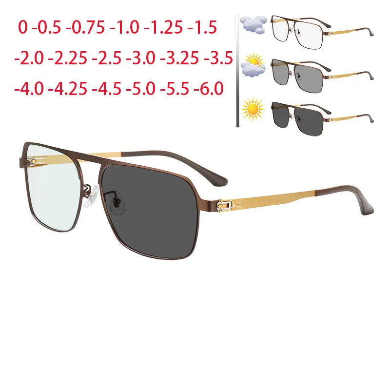 

Fashionable Men's Photochromic Sunglasses Myopia UV Radiation Protection With Strength 0 -0.5 -0.75 -1.0 -2.0 To -6.0