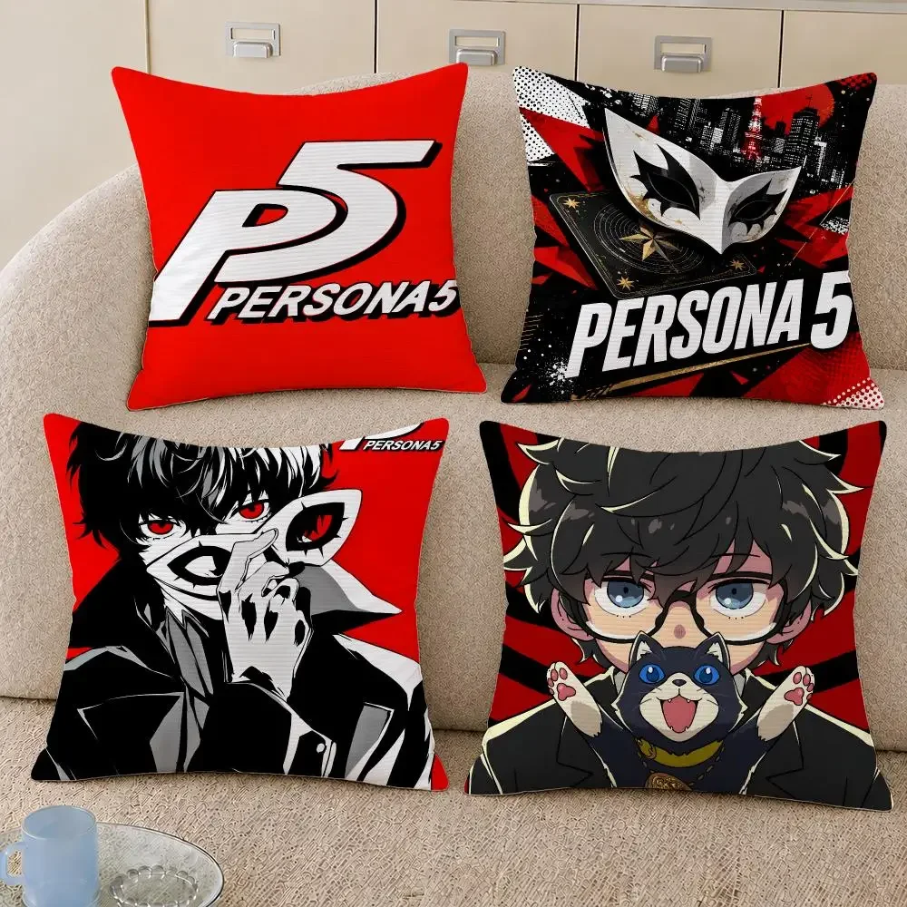 Game Persona 5 Joker Phantom Thieves Cushion Cover Decorative Pillowcase Soft Short Plush Cozy Durable Sofa Home Decor Items