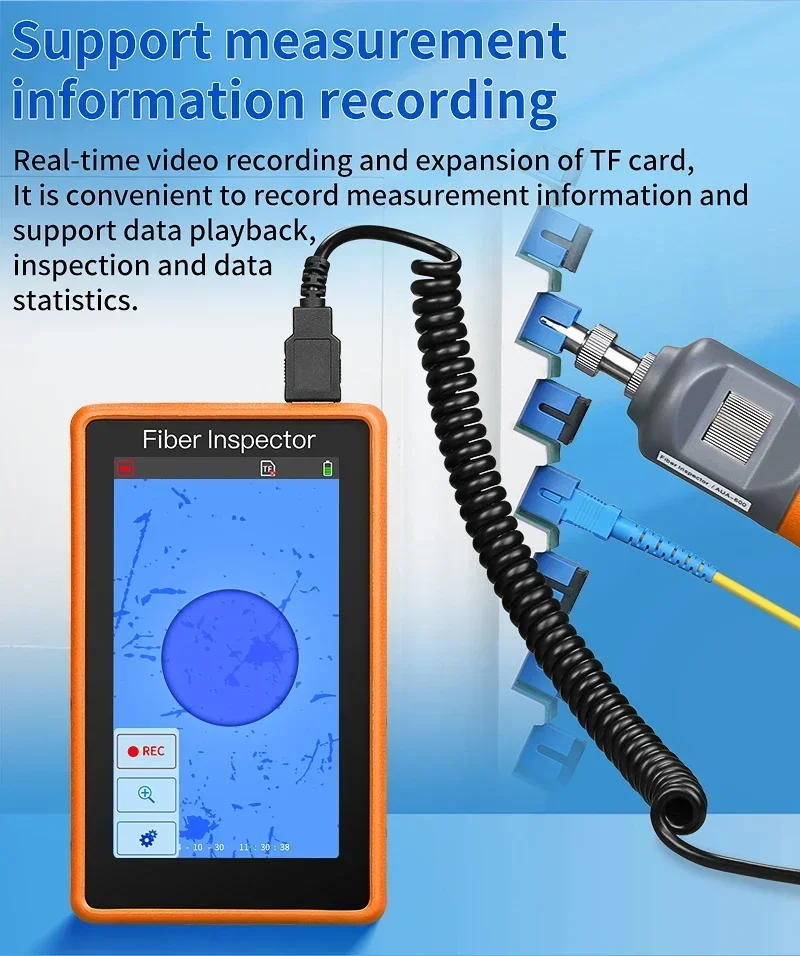 Comptyco AUA-600 limpador de fibra óptica 400x microscópio de fibra óptica 5 polegadas hd tela sensível ao toque sonda de inspeção detector facial de extremidade de fibra