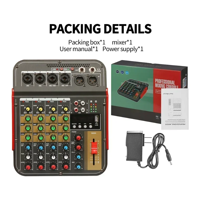 

6-Channel Mixing Console Audio Mixer Outdoor Conference Audio USB Bluetooth-compatible Reverb Audio Processor