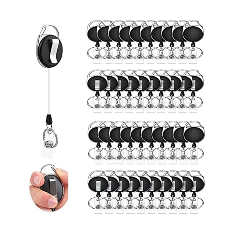 

Gfc-40 Pcs Retractable ID Badge Reel with Belt Clip and Key Ring, Heavy Duty Badge Holder for Doctors Nurse Office Workers