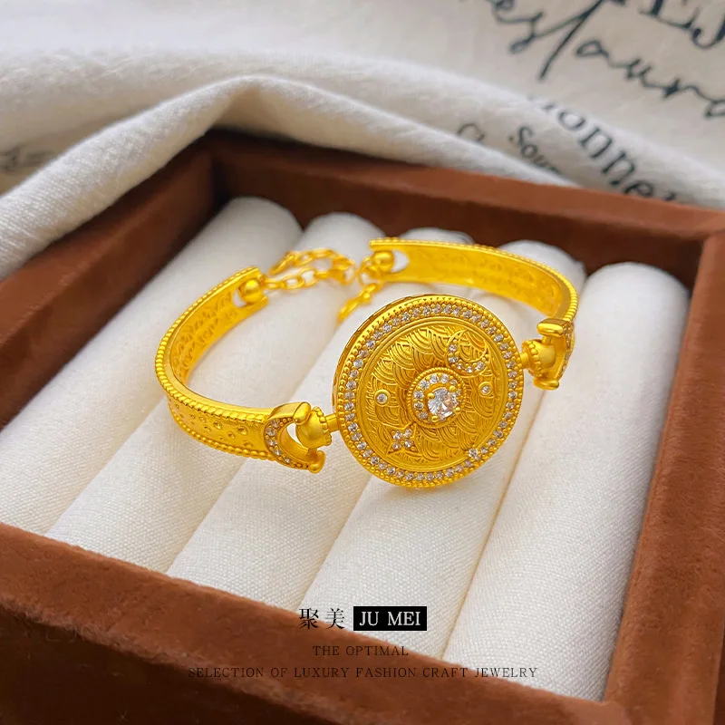 9999 24K real gold new Chinese design ancient gold exquisite diamond transfer starry sky bracelet female lucky star transfer