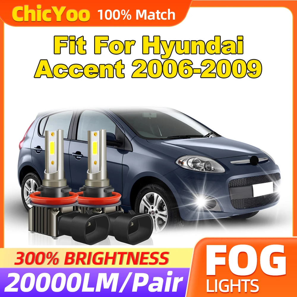 Fit For Hyundai Accent 2006 2007 2008 2009 60W Fog Lights 20000LM CSP Chips LED Fog Lamps 6000K White 12V Plug And Play