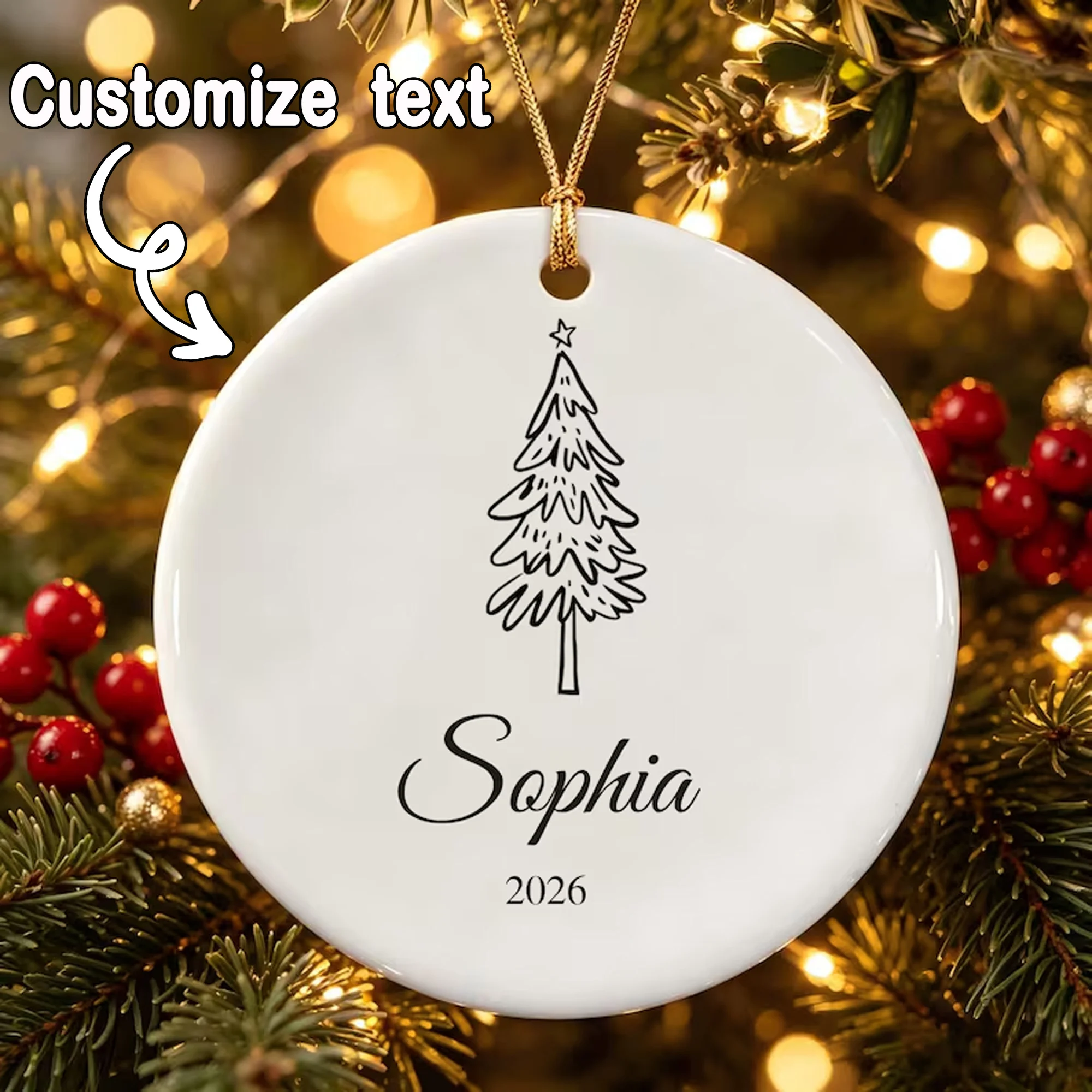 Personalized Ceramic Christmas Tree Ornaments, Custom Name Christmas Tree Pendants, Family Holiday Keepsakes, Christmas2026Gifts