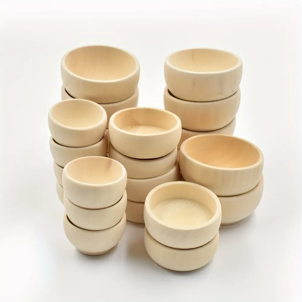 

New DIY Unpainted Wood Bowls Mini Handcraft Small Wooden Bowls Hand-Painted Unfinished Wooden Bowls Painting