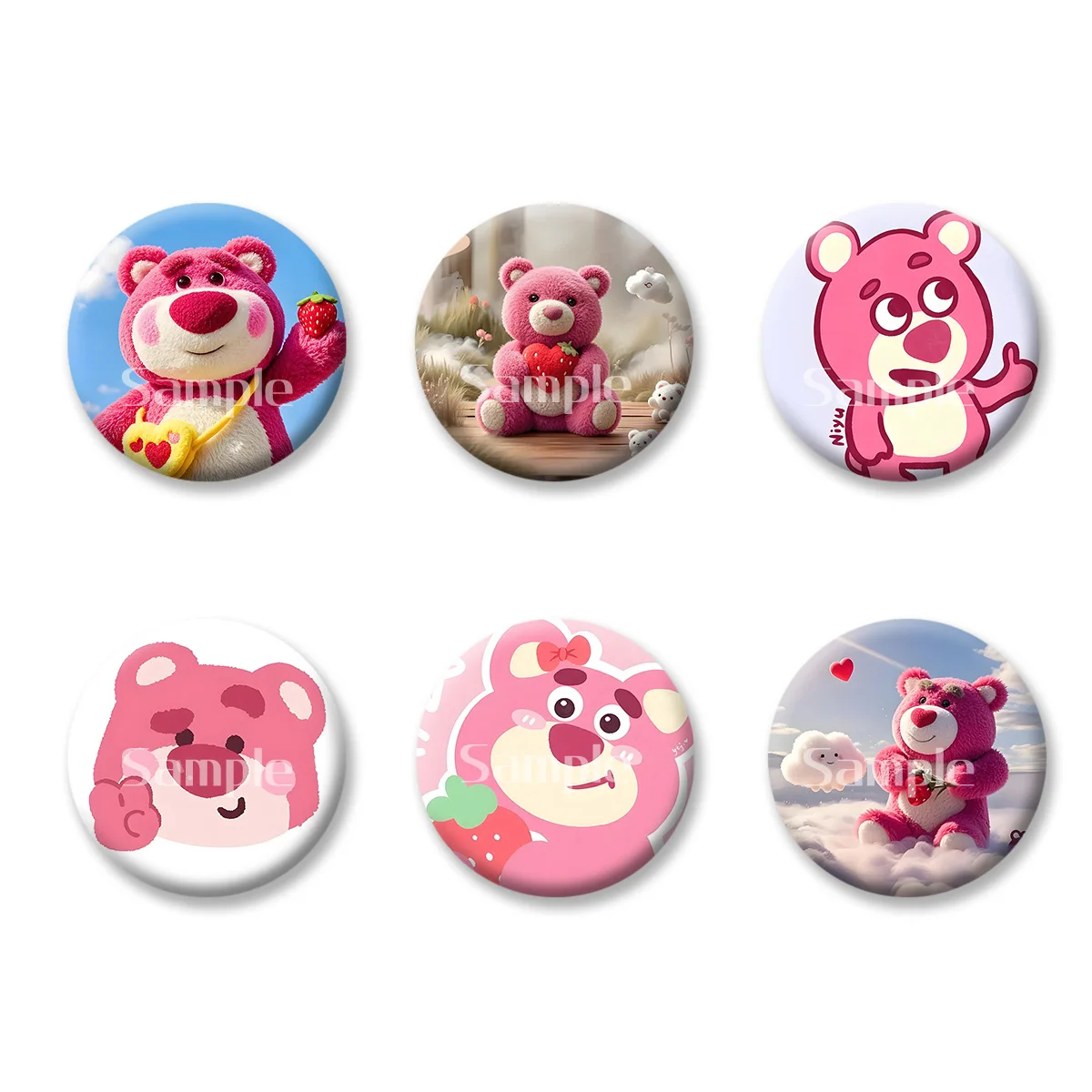 

Toy Story Lotso Cute Bear Flash Badge Keychains Makeup Mirror Fridge Magnet ACG Goods Anime Cartoon Peripherals Birthday Gift