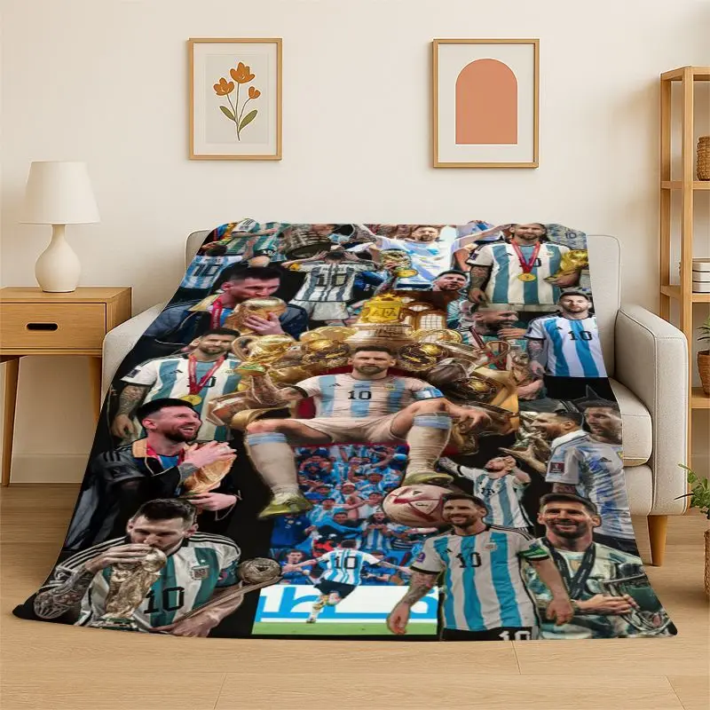 Football Goat M-Messi Sport Soft Flannel Throw Blanket,Cozy Blanket for Bed,Couch,Sofa,Bedroom,Living Room,Travel,Picnic
