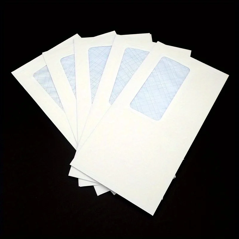 Fotografia 7: 50 Envelopes de Convite 8.86x4.53 Polegadas, Envelopes Brancos Autocolantes com Janela e Estilos Simples para Casamento e Festas