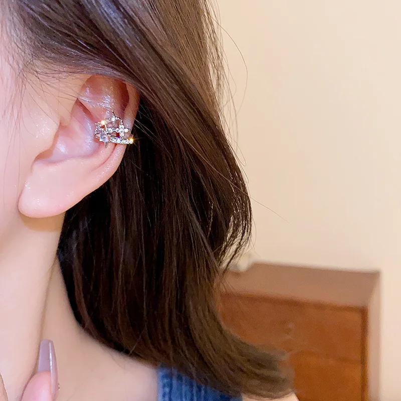 No Piercing Ear Clip Earrings For Women Asymmetry Zircon Cross Star Fake Cartilage Ear Cuff Y2k Accessories Jewelry Gifts EF185 image 5