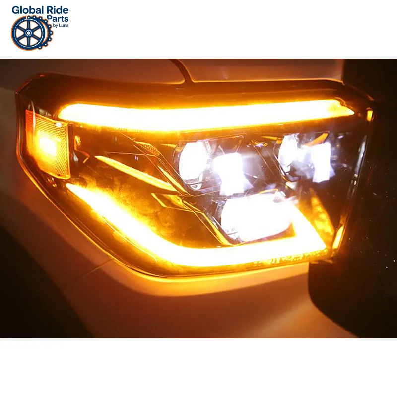

Suitable for 2014-2021 Toyota Tundra Three Lens Headlight High Bright Red Eye LED Headlight Assembly Night Driving Light
