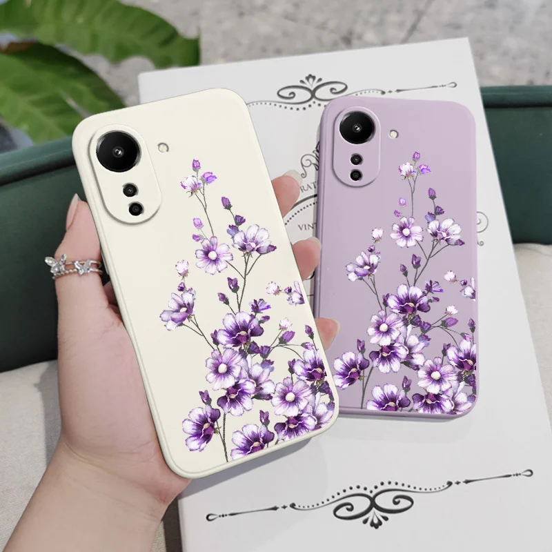 Pericallis Hybrida Phone Case For Xiaomi Redmi 13 13C 12 12C 10 10C 10A 9 9T 9A 4G 5G Liquid Silicone Cover