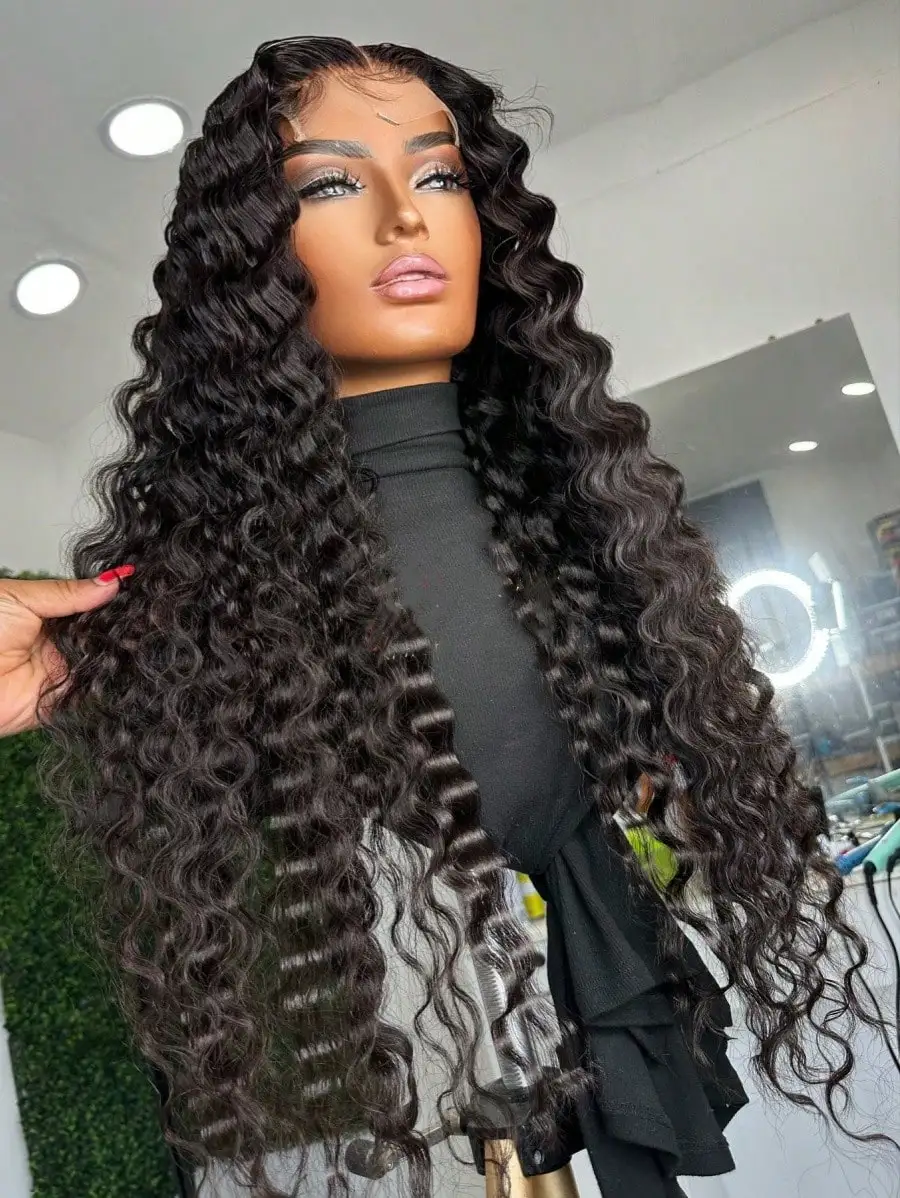 200% 40 بوصة 5x5 موجة عميقة الدانتيل إغلاق الباروكات شعر الإنسان قبل قطعها مع شعر الطفل 13x4 HD الدانتيل الشفاف الباروكات الأمامية مجعد