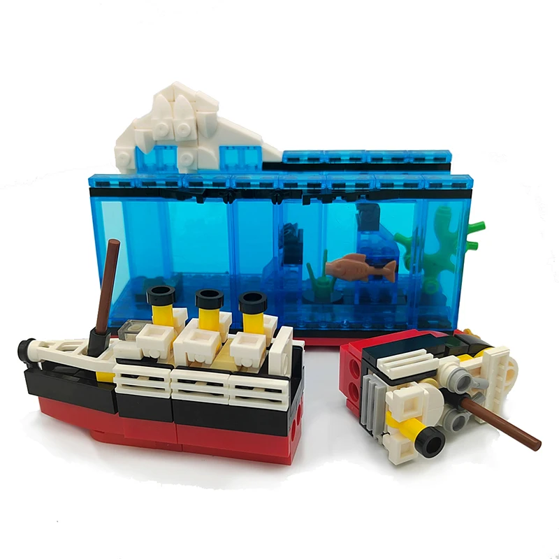 MOC RMS Cruise Sank Titanic Break In Half Model Building Blocks Ship Shipwreck Boat Construction Children Brick Sets Toys Gifts