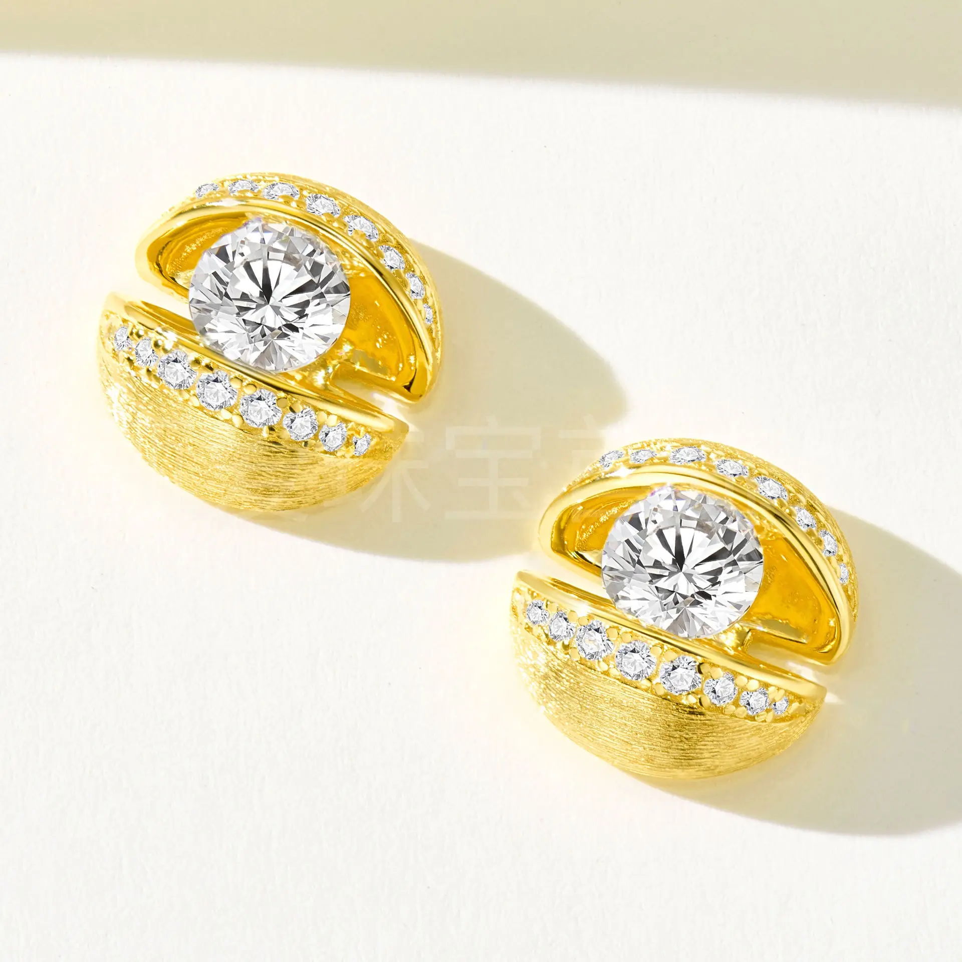 

European And American Style 925 Silver Calla Lily Brushed Diamond Stud Earrings Versatile Earrings High-end Live Broadcast Popul